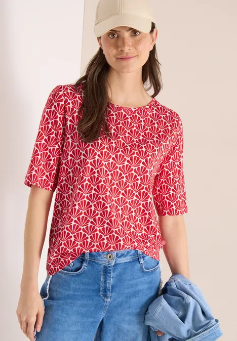 T-Shirt mit Rundhals und Muschelprint glazed apple red T-Shirt mit Rundhals und Muschelprint glazed apple red