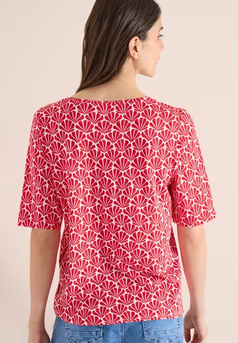 T-Shirt mit Rundhals und Muschelprint glazed apple red T-Shirt mit Rundhals und Muschelprint glazed apple red