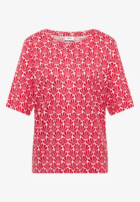 T-Shirt mit Rundhals und Muschelprint glazed apple red T-Shirt mit Rundhals und Muschelprint glazed apple red