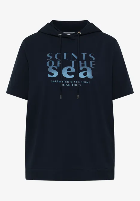 T-shirt à manches courtes avec capuche et inscriptions universal blue