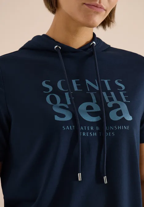 T-shirt à manches courtes avec capuche et inscriptions universal blue