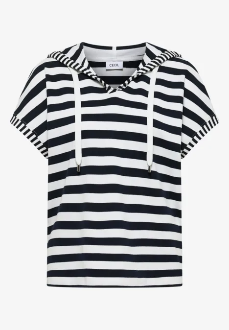 Kurzarm Shirt mit Kapuze und Streifen universal blue