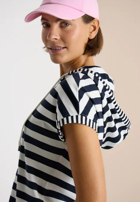 Kurzarm Shirt mit Kapuze und Streifen universal blue