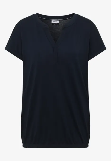 Shirt mit Split Neck im Tunika-Look universal blue