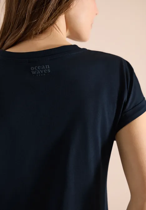 Shirt mit Split Neck im Tunika-Look universal blue