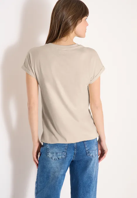Shirt mit Split Neck im Tunika-Look pearl beige Shirt mit Split Neck im Tunika-Look pearl beige