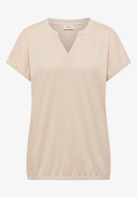 Shirt mit Split Neck im Tunika-Look pearl beige Shirt mit Split Neck im Tunika-Look pearl beige