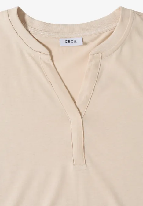 Shirt mit Split Neck im Tunika-Look pearl beige Shirt mit Split Neck im Tunika-Look pearl beige