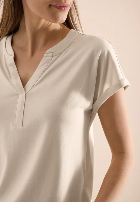 Shirt mit Split Neck im Tunika-Look pearl beige Shirt mit Split Neck im Tunika-Look pearl beige