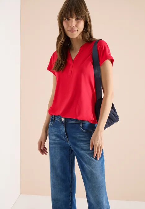 Shirt mit Split Neck im Tunika-Look glazed apple red Shirt mit Split Neck im Tunika-Look glazed apple red