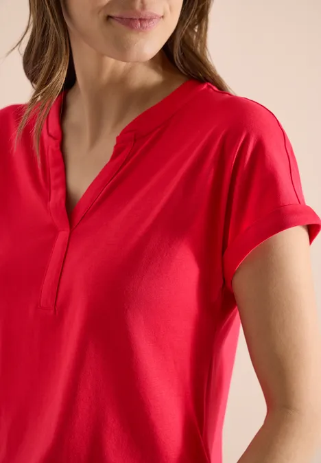 Shirt mit Split Neck im Tunika-Look glazed apple red Shirt mit Split Neck im Tunika-Look glazed apple red