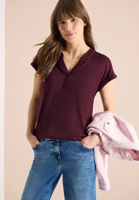 Shirt mit Split Neck im Tunika-Look sweet grape red Shirt mit Split Neck im Tunika-Look sweet grape red