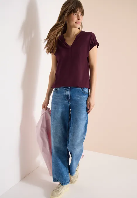 Shirt mit Split Neck im Tunika-Look sweet grape red Shirt mit Split Neck im Tunika-Look sweet grape red