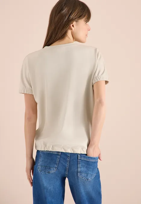 T-Shirt mit Rundhals und Raffung pearl beige T-Shirt mit Rundhals und Raffung pearl beige
