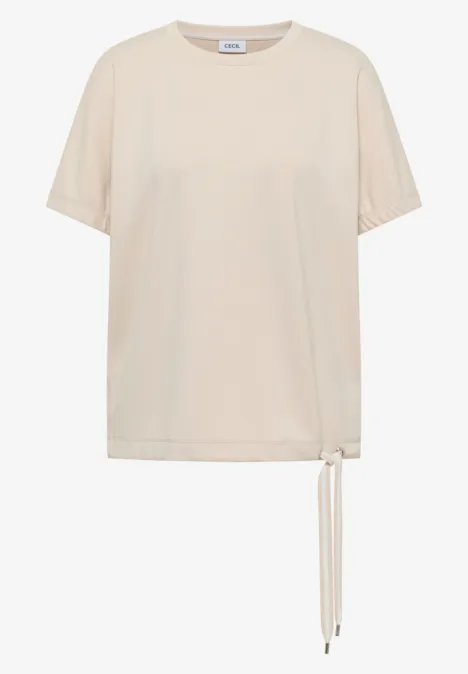 T-Shirt mit Rundhals und Raffung pearl beige T-Shirt mit Rundhals und Raffung pearl beige