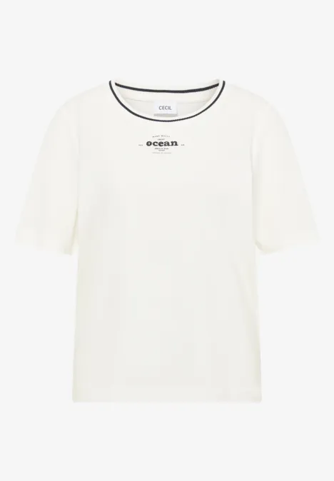 Shirt met geribde details vanilla white