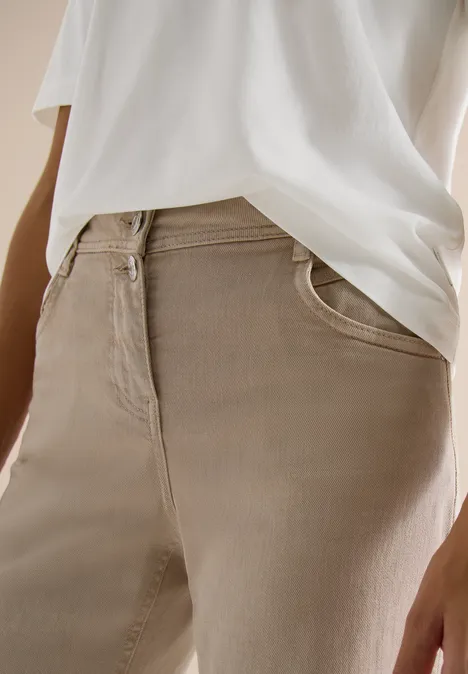 Shirt met geribde details vanilla white