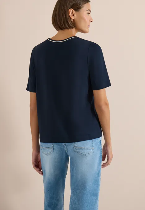 Shirt met geribde details universal blue