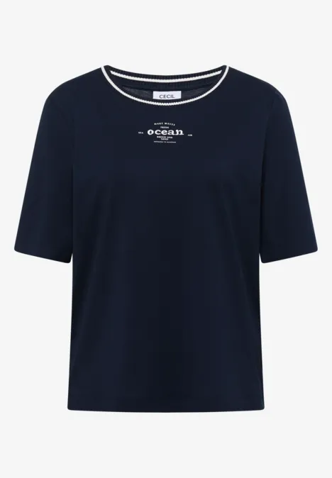 Shirt met geribde details universal blue