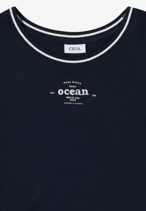 Shirt met geribde details universal blue