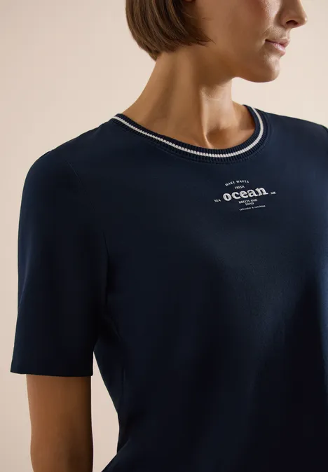 Shirt met geribde details universal blue