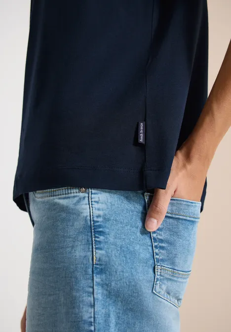 Shirt met geribde details universal blue