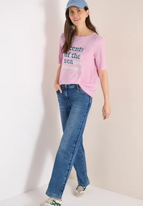 T-Shirt mit Boatneck und Wording light blush rose T-Shirt mit Boatneck und Wording light blush rose