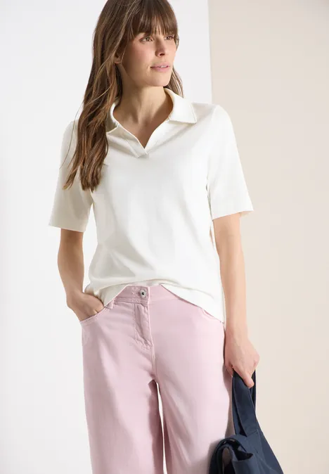 Kurzarm Poloshirt in Unifarbe vanilla white Kurzarm Poloshirt in Unifarbe vanilla white