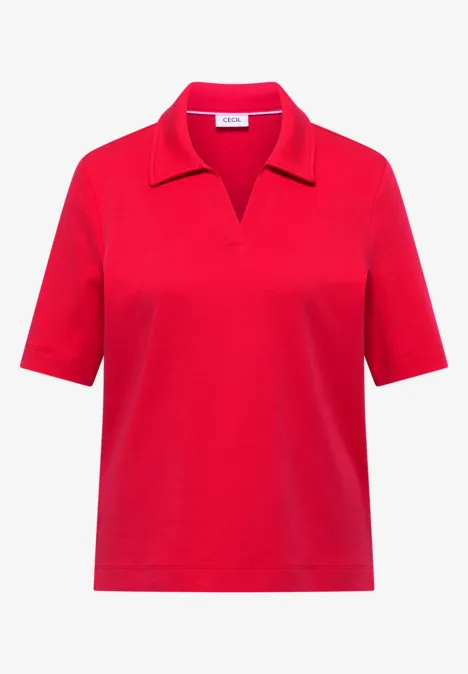 Kurzarm Poloshirt in Unifarbe glazed apple red