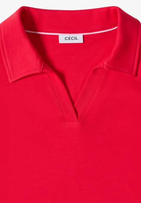Kurzarm Poloshirt in Unifarbe glazed apple red