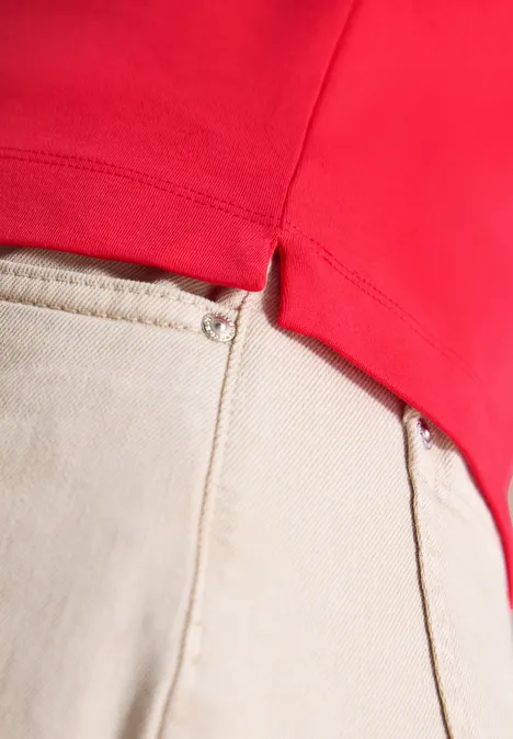 Kurzarm Poloshirt in Unifarbe glazed apple red