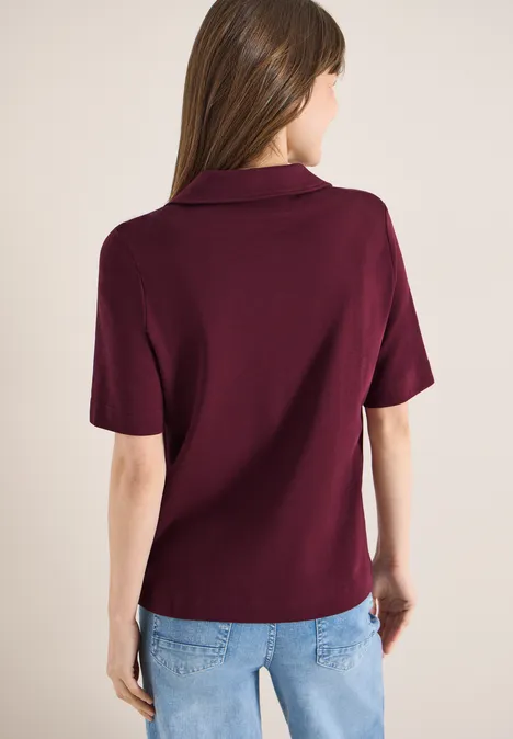 Kurzarm Poloshirt in Unifarbe sweet grape red