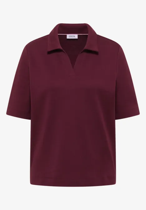 Kurzarm Poloshirt in Unifarbe sweet grape red