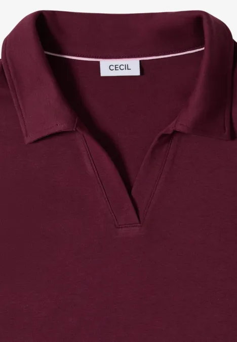 Kurzarm Poloshirt in Unifarbe sweet grape red