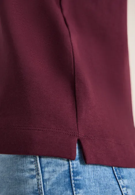 Kurzarm Poloshirt in Unifarbe sweet grape red