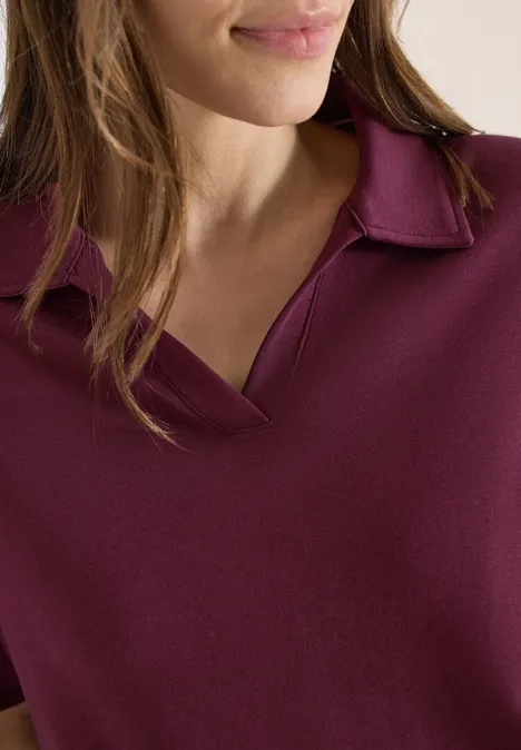 Kurzarm Poloshirt in Unifarbe sweet grape red