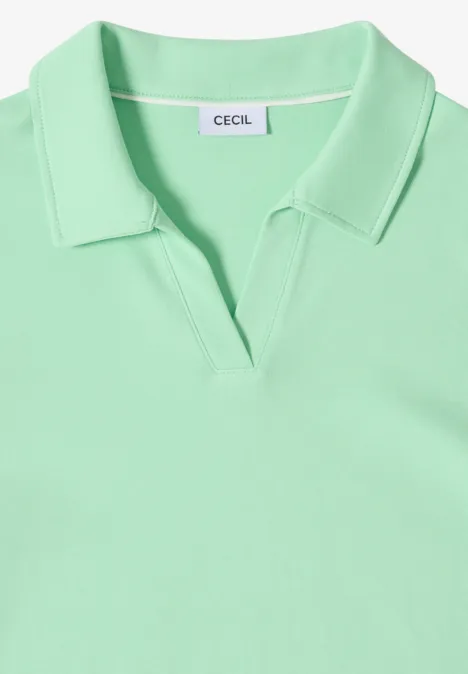 Mintgroen poloshirt met korte kraag, V-hals en CECIL merkje