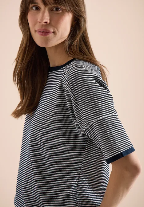 Shirt mit Boatneck und Struktur universal blue