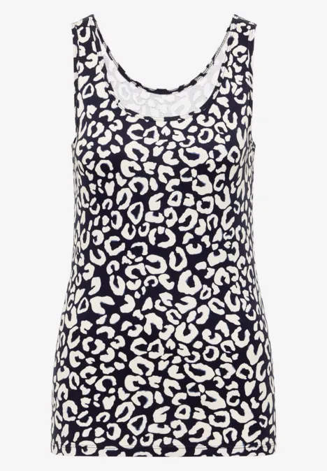Top mit Rundhals und Leo-Muster urban dark blue Top mit Rundhals und Leo-Muster urban dark blue