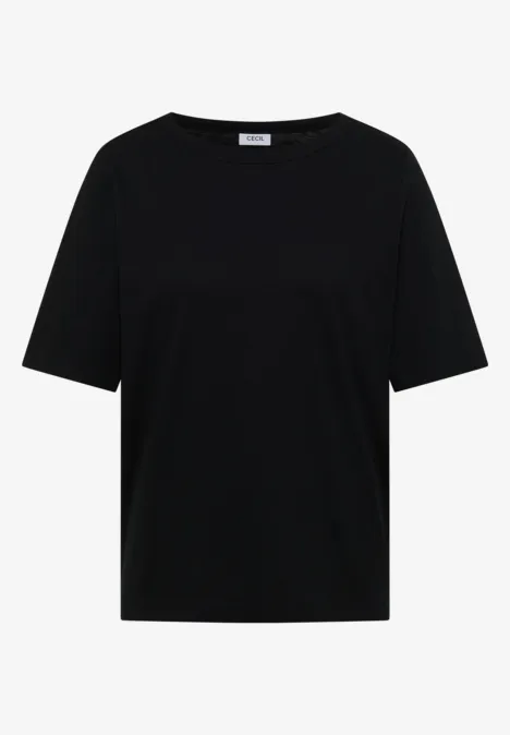 Kurzarm T-Shirt mit U-Boot-Ausschnitt Black