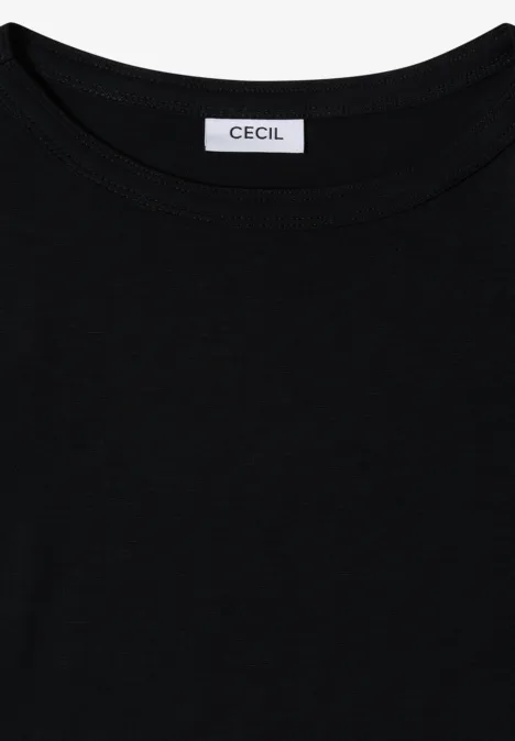 Kurzarm T-Shirt mit U-Boot-Ausschnitt Black