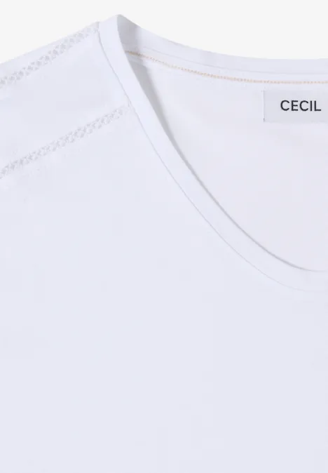 T-Shirt mit V-Neck und Spitzendetail White