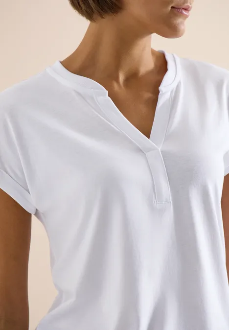 Kurzarm Shirt im Tunika-Look White