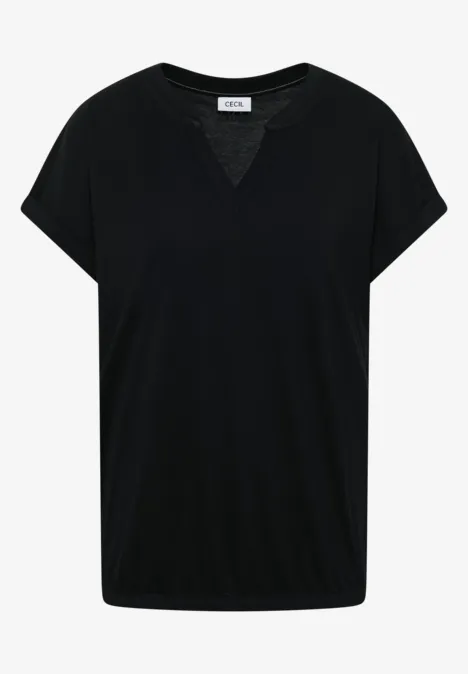 Kurzarm Shirt im Tunika-Look Black Kurzarm Shirt im Tunika-Look Black
