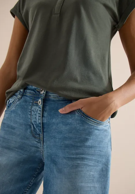 Kurzarm Shirt im Tunika-Look khaki