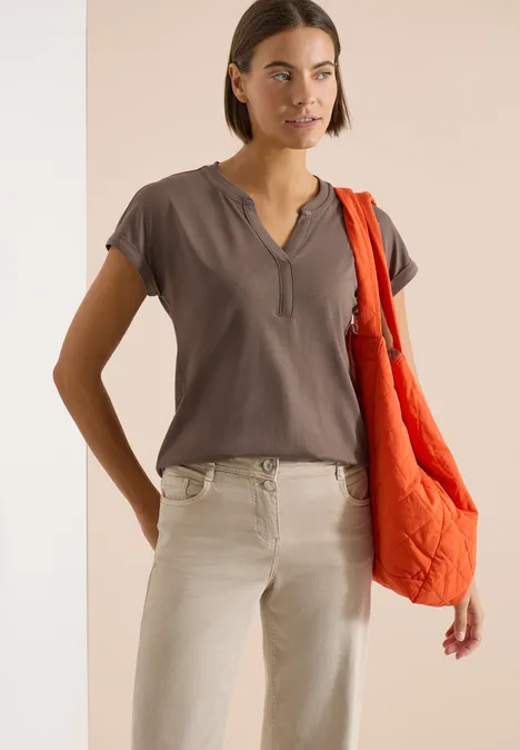 Kurzarm Shirt im Tunika-Look urban taupe