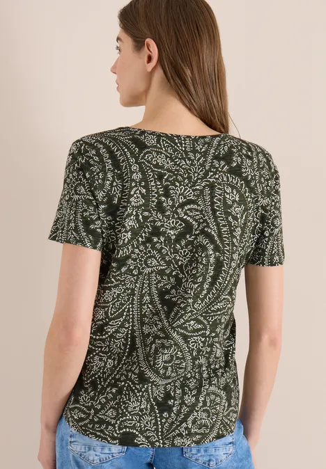 T-Shirt mit Rundhals und Minimal Print khaki