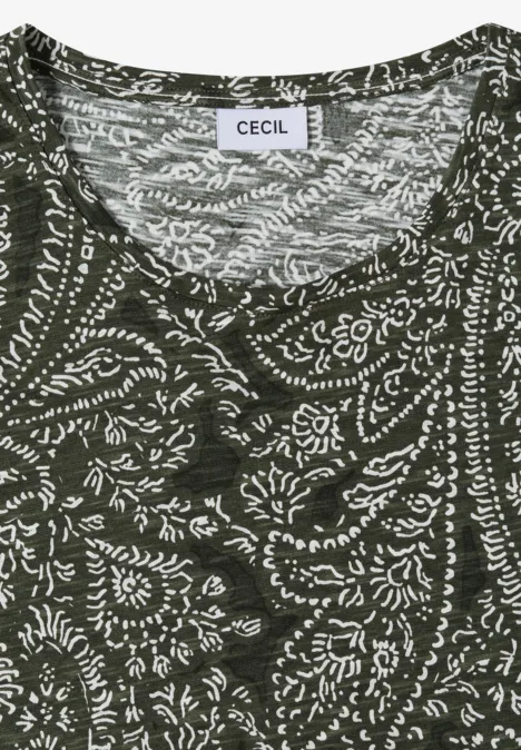 T-Shirt mit Rundhals und Minimal Print khaki