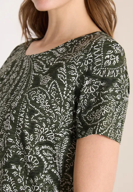 T-Shirt mit Rundhals und Minimal Print khaki