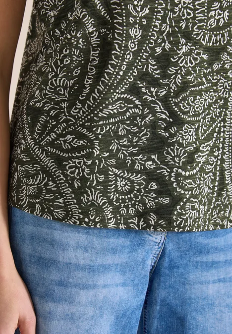T-Shirt mit Rundhals und Minimal Print khaki